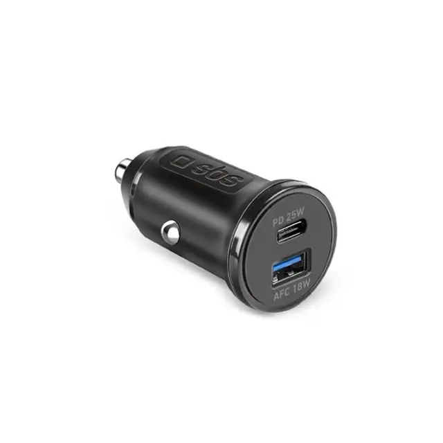 SBS Φορτιστής Αυτοκινήτου TECRPD25W 25W USB-A / USB-C PD Black
