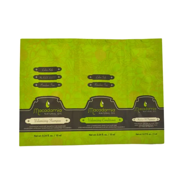 Macadamia Volumizing Trio Foil Bundle 24x25ml total 600ml - (πακέτο προσφοράς σαμπουάν, μαλακτική και έλαιο για τα μαλλιά) 2
