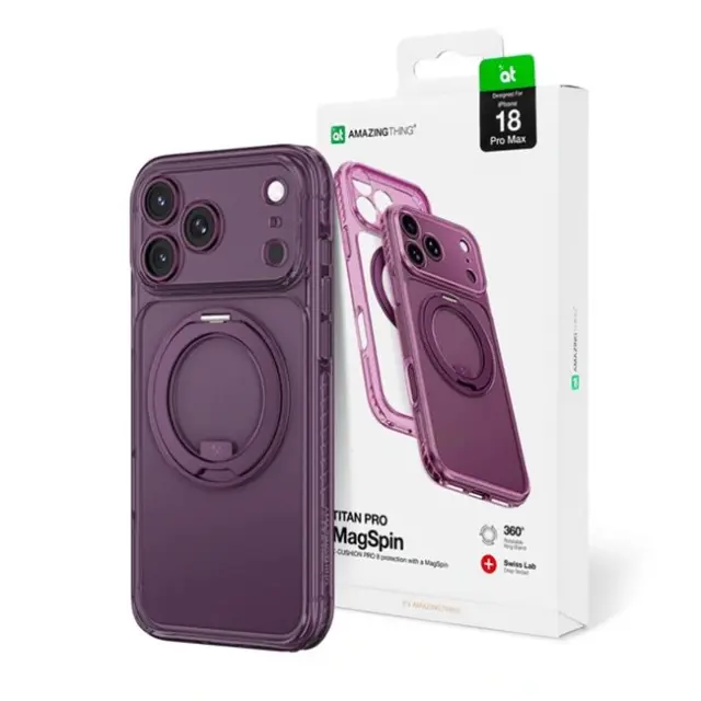 Amazingthing Θήκη Κινητού iPhone 18 Pro Max Titan Pro Spin Lens MagSafe Purple