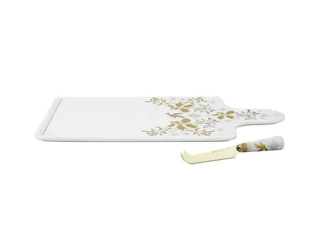 Maxwell & Williams White Christmas Cheese Board & Knife Set Σετ Πιατέλα & Μαχαίρι Τυριού Πορσελάνινο 25cm