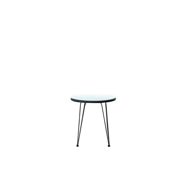 Τραπέζι SALSA Φ52cm Μεταλλική Μαύρο/Wicker Γκρι D. 52x53 cm