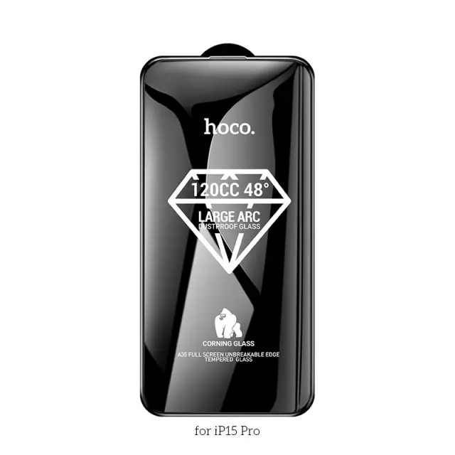 Tempered Glass Hoco Premium Series A35 120CC Large Arc Dustproof 0.4mm 2.5D Anti-Fall για Apple iPhone 15 Pro 3