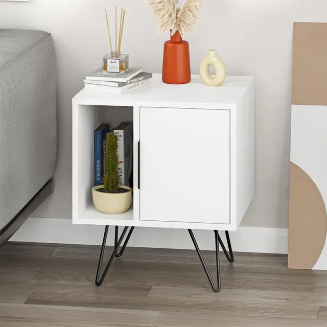Κομοδίνο Glynn Megapap χρώμα λευκό 50,2x44,6x60εκ.