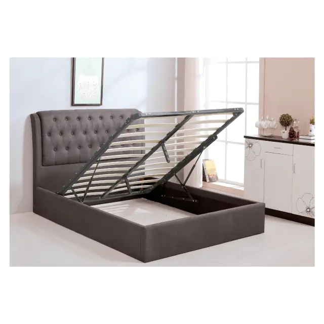 Κρεβάτι Διπλό MAXWELL Ύφασμα Καφέ Σκούρο 166x221x104 (Στρώμα 160x200)cm