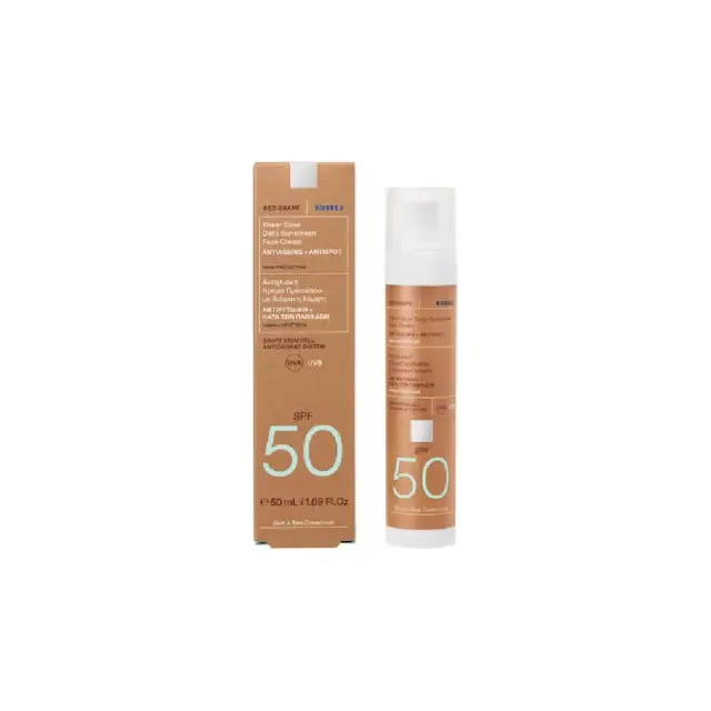 Korres Red Grape Sheer Glow Daily Sunscreen SPF50, Κόκκινο Σταφύλι Αντηλιακή Κρέμα Προσώπου με Διάφανη Λάμψη SPF50+, 50ml