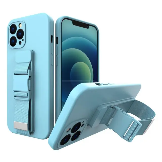 Θήκη Σιλικόνης με Λουρί για το iPhone 13 Pro Γαλάζιο