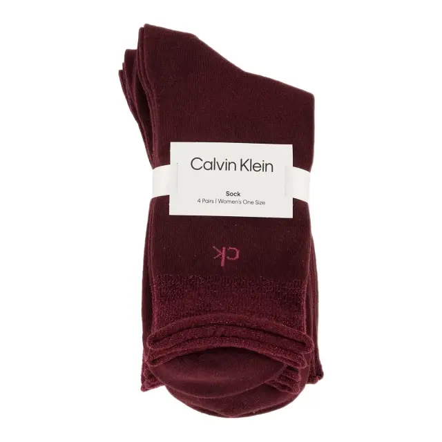 Calvin Klein Γυναικείες Κάλτσες Lurex CK Logo Holiday Pack - 4 Ζεύγη, Χρώμα Μπορντό - ONESIZE 3