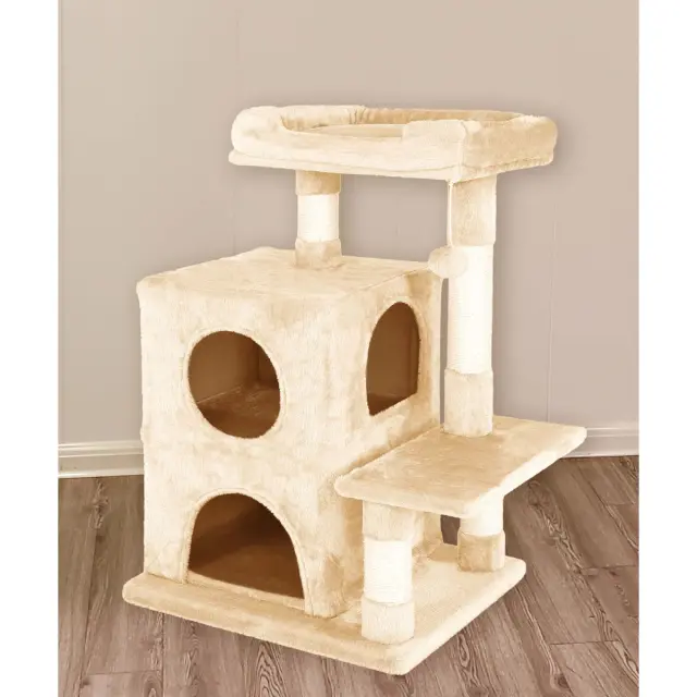 Ονυχοδρόμιο Γάτας 4 Επιπέδων Μπεζ 50x40x80cm 2