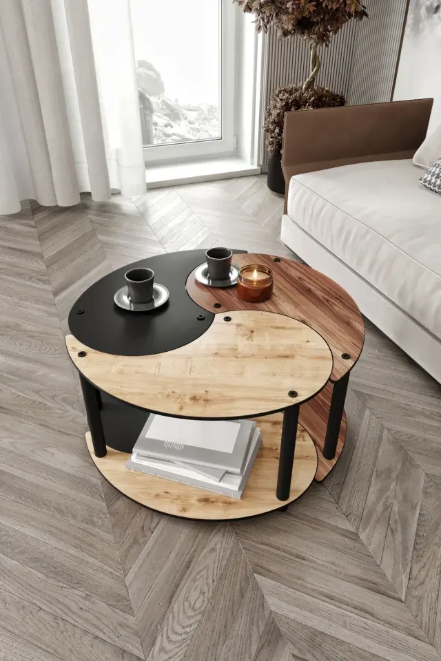 Stewehome Τραπεζάκι Σαλονιού 3 τεμαχίων Καρυδιά 70x70x38 cm
