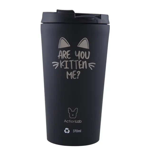 Eco Life Coffee Thermos Μαύρο Are You Kitten Me 370ml Μαύρο