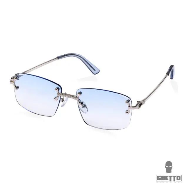 Ghetto Palette Sunglasses Silver Frame Unisex Light Blue