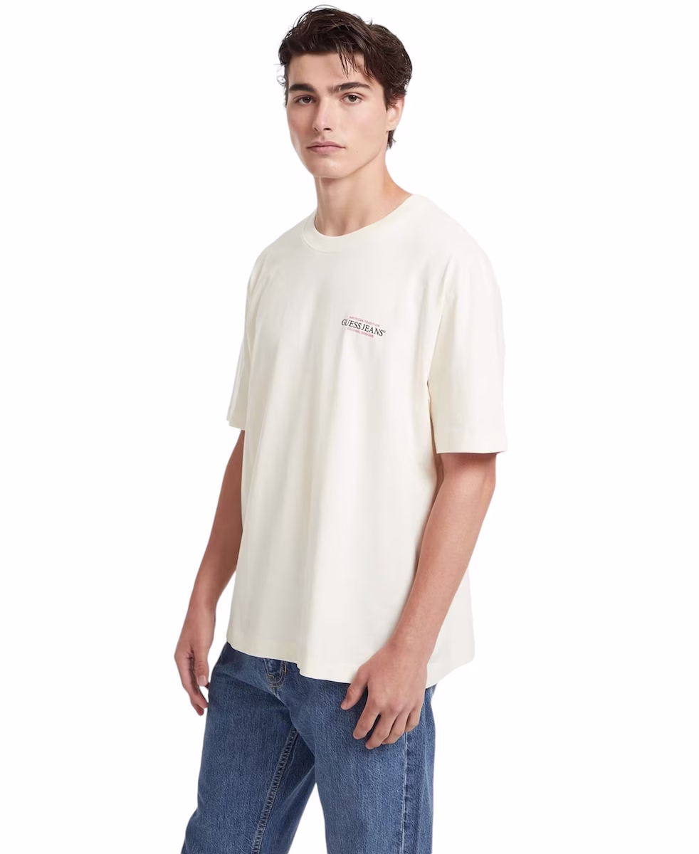 Guess Ανδρικό Μπέζ T-Shirt Με Λογότυπο Πίσω Μπεζ - L