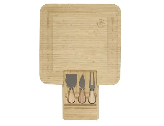 Πλατώ σερβιρίσματος τυριών Cook Concept με 3 μαχαίρια τυριού, συρτάρι αποθήκευσης και διαστάσεις 33x33x3cm KA0565 3