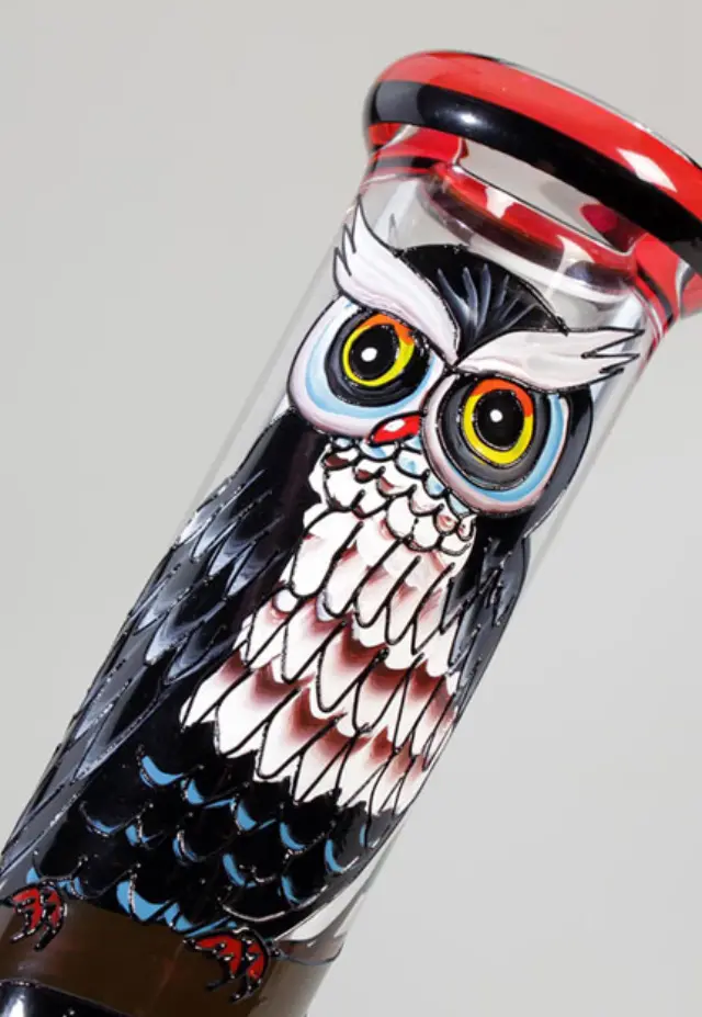 Γυάλινο Hand Painted Ice Bong Night Owl 32cm 3