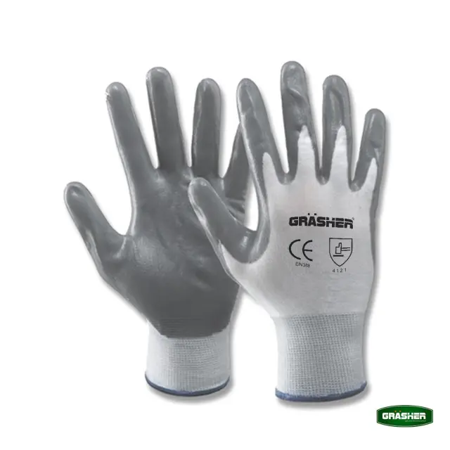 Grasher Γάντια Εργασίας Κήπου Νιτριλίου Γκρι Small No 7 / S100502 2