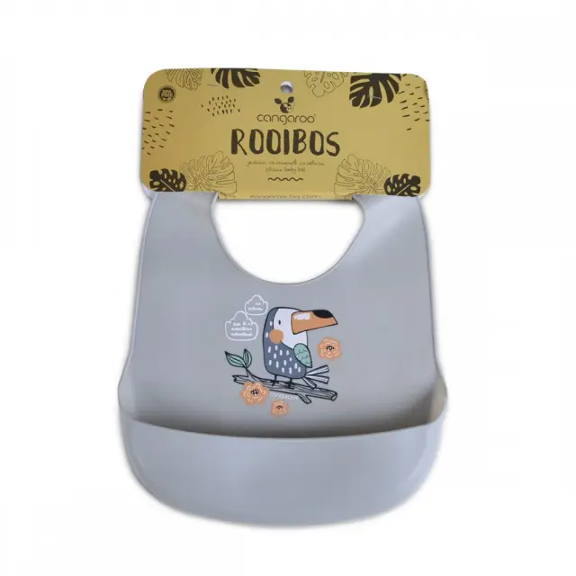 Σαλιάρα Σιλικόνης με Τσέπη Rooibos Cangaroo Grey 3800146267834