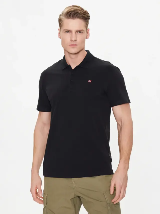 Napapijri - Ανδρικό T-shirt Polo Ealis SS Regular Fit NP0A4H8B-041 Μαύρο - XL