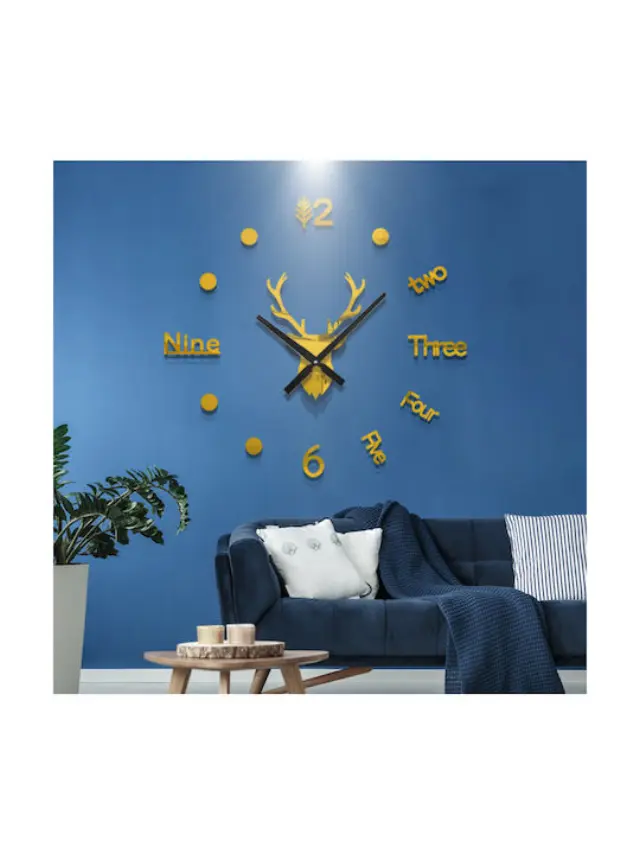 Μεγάλο ρολόι τοίχου 3D - Stickers mirror DIY large wall clock 70-120cm ΧΡΥΣΟ