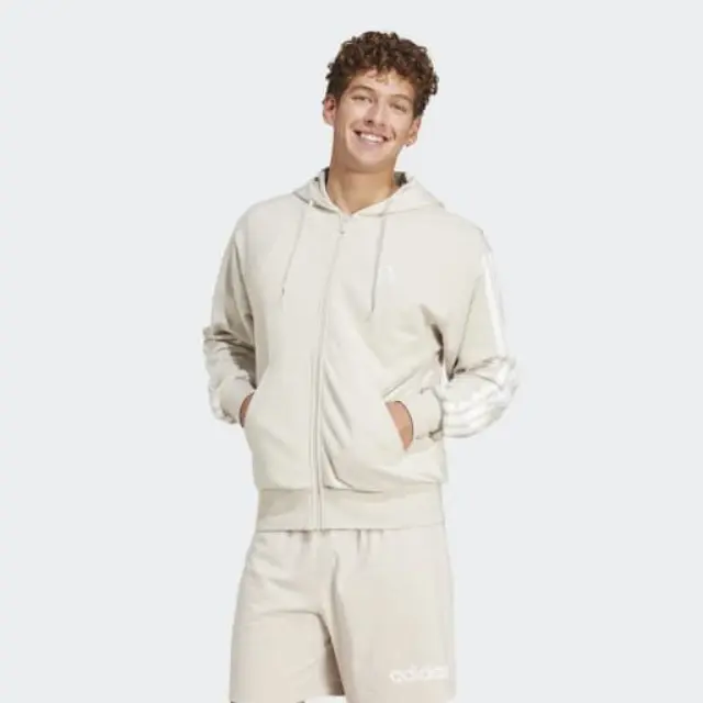 Adidas Essentials 3-Stripes French Terry Full-Zip Hoodie JE6340 - M