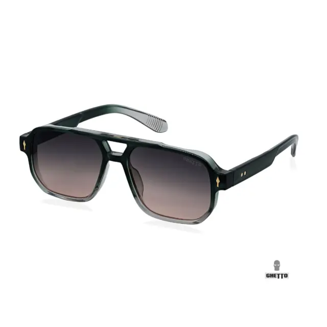 Ghetto 70s Retro Square Sunglasses Green Frame Unisex