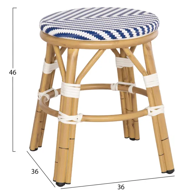 ΣΚΑΜΠΟ ΑΛΟΥΜΙΝΙΟΥ FB96285.05 BAMBOO LOOK-TEXTILENE ΛΕΥΚΟ-ΜΠΛΕ Φ36x46Υεκ. 2