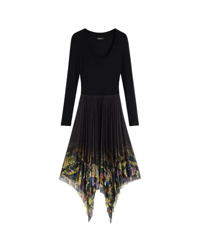 Desigual - Γυναικείο Πλεκτό Μίντι Φόρεμα Alba 26WWVW12-2000 Μαύρο με Σχέδια