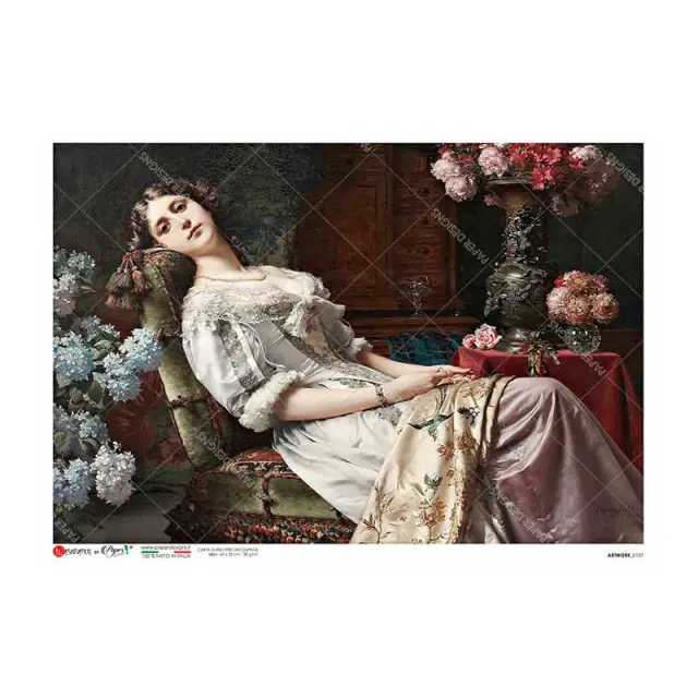 Ριζόχαρτο για Decoupage PaperD, Κοπέλα στο ανάκλιντρο, 30x40cm