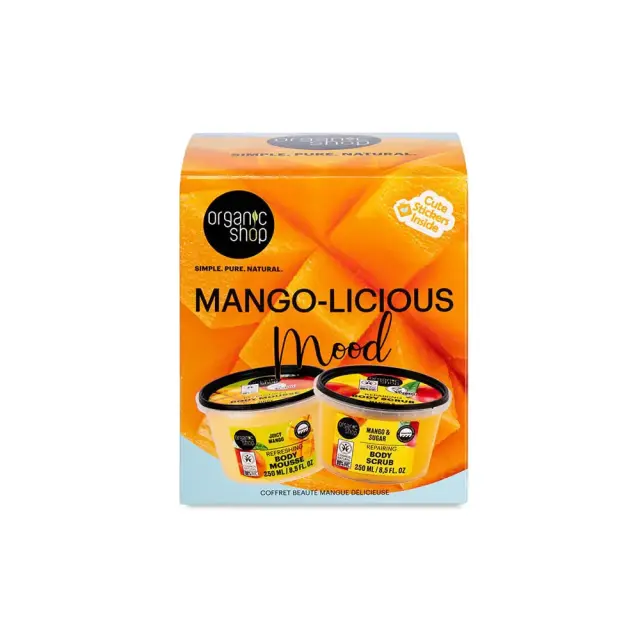 Organic Shop Promo Mango Licious Mood Refreshing Body Mousse 250ml & Repaing Body Scrub 250ml Ενυδατικό Απολεπιστικό Σώματος για Λεία & Λαμπερή Επιδερμίδα & Ενυδατικό Σουφλέ Σώματος για Απαλή Επιδερμίδα με Άρωμα Μάνγκο