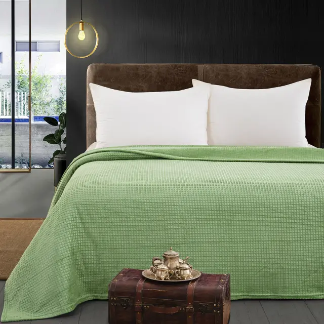 Κουβέρτα 160x220 Μονή Fleece Beauty Home Art 11552 Πράσινο 100% Πολυέστερ