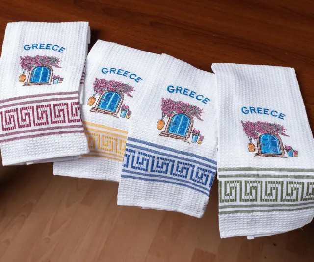Σετ 12 τεμαχίων ποτηρόπανα (45cm x 65cm) πόρτα GREECE - -