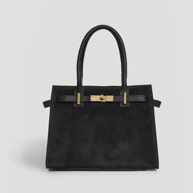 Γυναικεία Τσάντα Από Καστόρι & Δέρμα Togo Made In Italy Grace 1022453 Μαύρο - ONESIZE