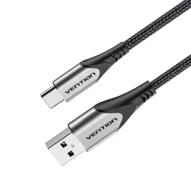 VENTION Cotton Braided USB 2.0 A Male to C Male 3A Cable 1.5M Gray Aluminum Alloy Type (CODHG) (VENCODHG)