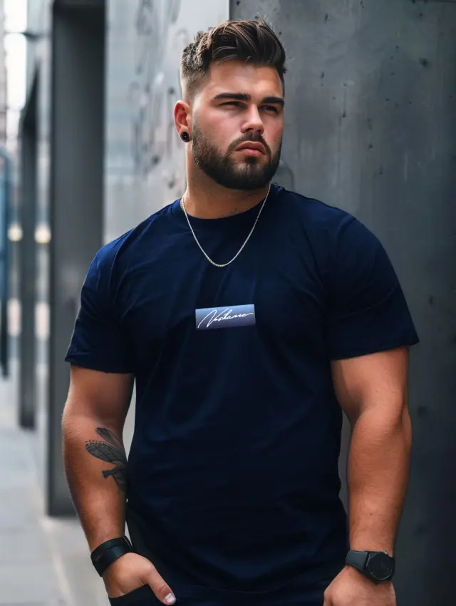 T-shirt Noshame® Navy με τύπωμα - P122412 - 3XL