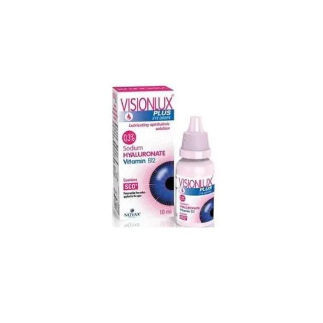 Novax Visionlux Lubrucating Eye Drops Λιπαντικό Οφθαλμικό Διάλυμα με Υαλουρονικό Νάτριο σε Σταγόνες, 10ml