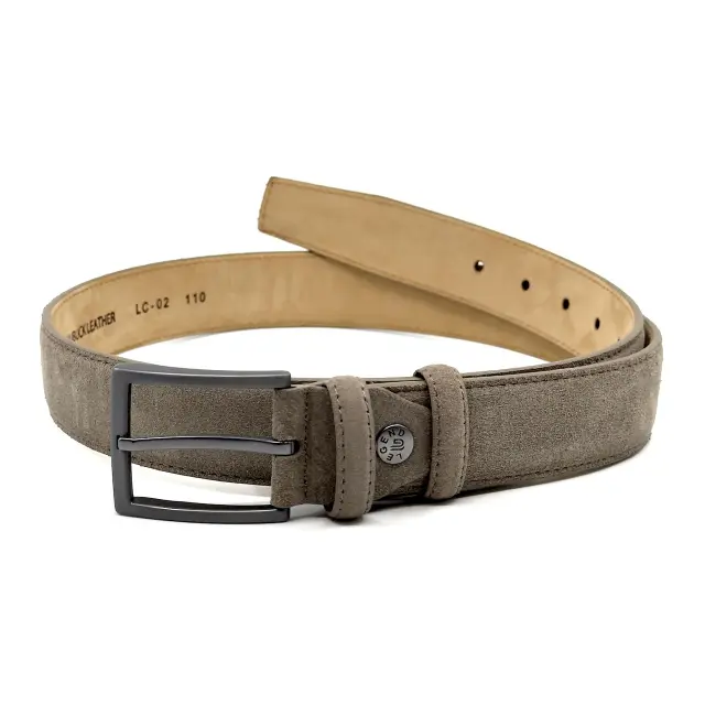 Μπεζ Δερμάτινη Ζώνη Nubuck Suede 3,5 cm