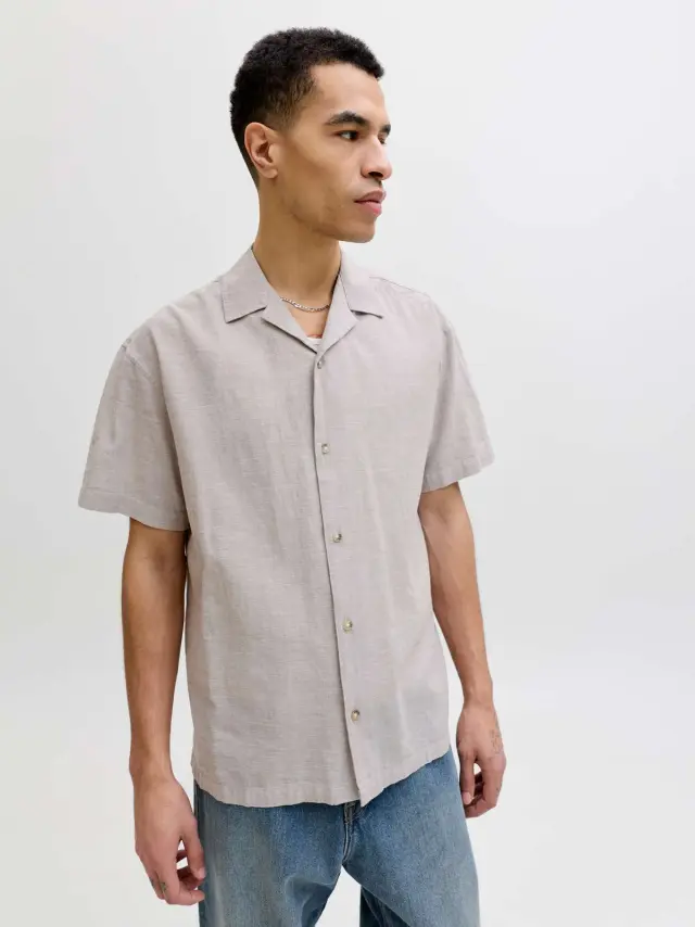 JJESUMMER LINEN BLEND RESORT SHIRT SS SN String - S 2
