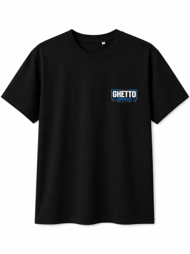 GHETTO GREECE Logo T-Shirt Black – Regular Fit | 100% Cotton