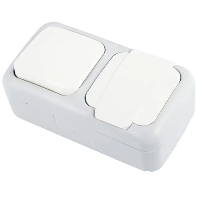 Palmiye White Switch + Earth Socket Hor CP (Quick Connection)