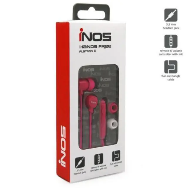 Hands Free Stereo inos 3.5mm Flatron II με Μικρά Ακουστικά Φούξια N63803