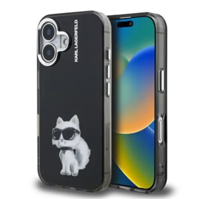 Karl Lagerfeld IML Aquarelle Choupette Case for iPhone 16 Black