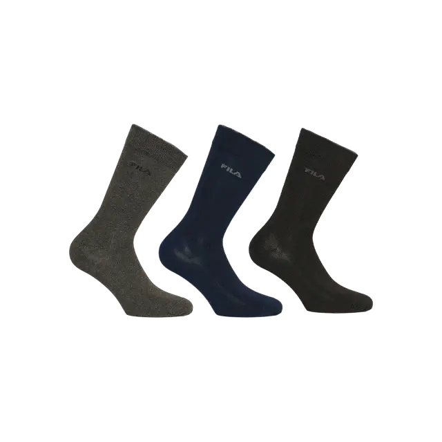 FILA Ανδρικές Κάλτσες Normal Plain Viscose Bamboo - 3 Ζεύγη, Χρώμα Χακί-Μπλε-Μαύρο - 39-42