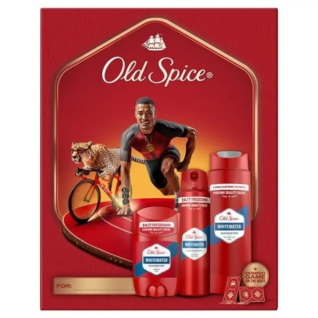 Old Spice Gift Whitewater Stick 50ml+3-1 Shower Gel +Shampoo 250ml+ Deodorant 150ml Domino