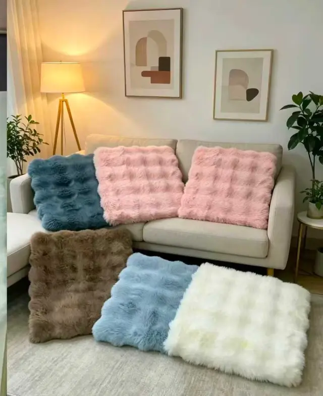 Μαξιλάρι καρέκλας γούνινο - 40x40cm - 571537 - Light Grey 2
