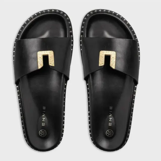 Flatform Σανδάλια Envie E96-21323-34 Μαύρο με χρυσο - 36