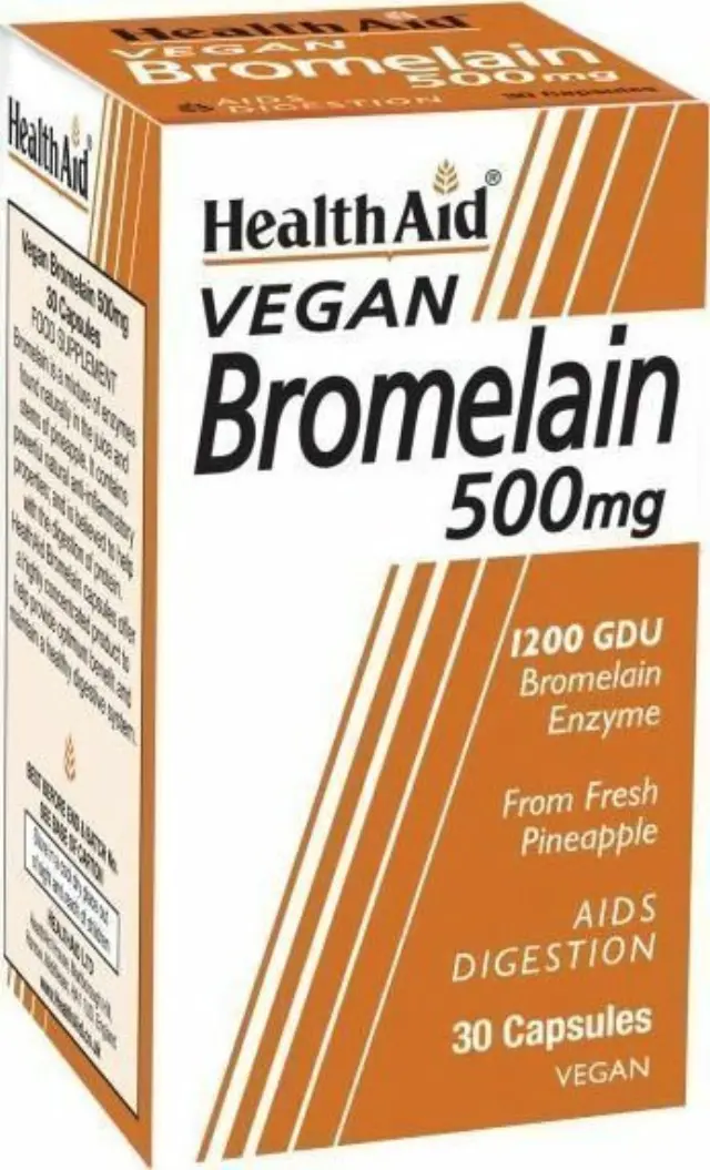 Health Aid Bromelain 500mg Συμπλήρωμα Διατροφής με Βρομελαΐνη που Βοηθά στην Βελτίωση της Πέψης, 30caps