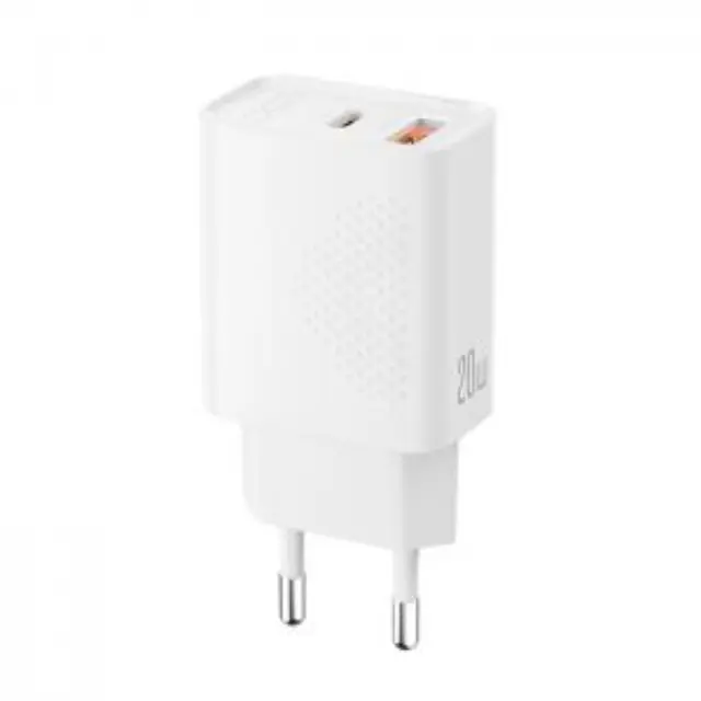 Universal φορτιστής με 2 εξόδους, 1x USB-A & 1x USB-C, PD20W / QC18W, σε λευκό χρώμα 2