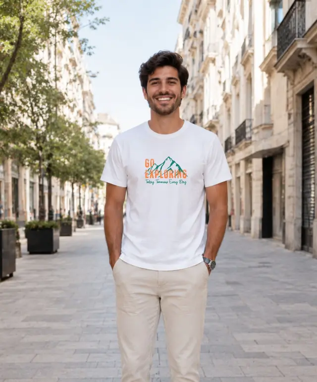 T-shirt Noshame® Λευκό με τύπωμα Go exploring - 3026082 - XXL