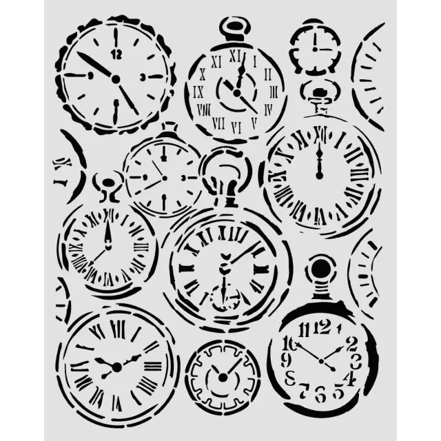 Thick Stencil Stamperia 20x25cm, Gardens of Time, Ρολόγια
