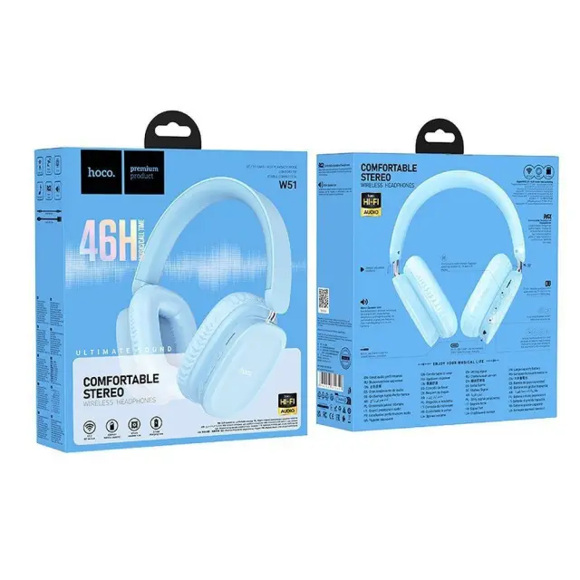Hoco Ασύρματα Over Ear Ακουστικά Μπλε W51 3