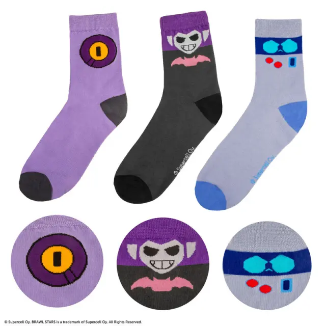 Σετ κάλτσες 3 τεμ Brawl Stars Set of 3 8-Bit, Rico, and Mortis Socks One size 35-45